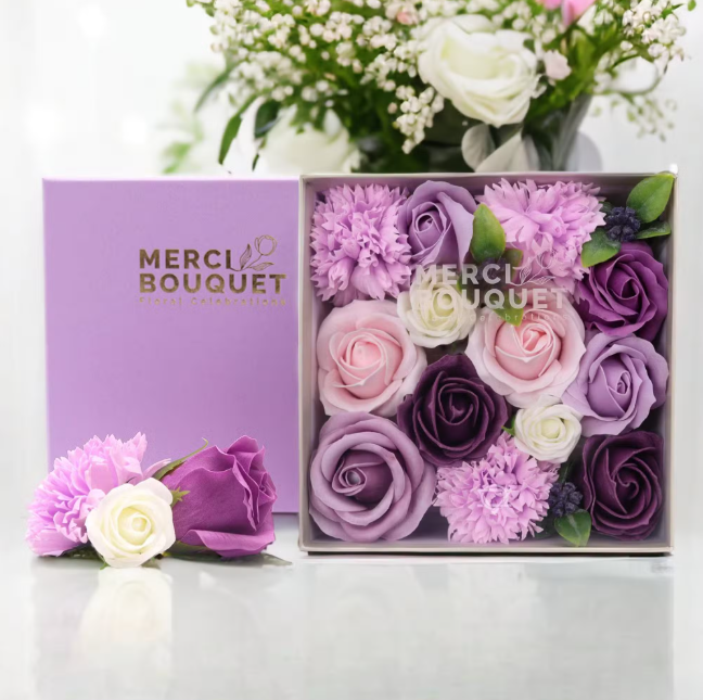 Soap Flowers Gift Boxes - Quadrada