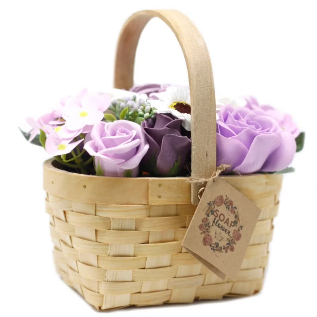 Flores de Sabonete em Cesto de Vime