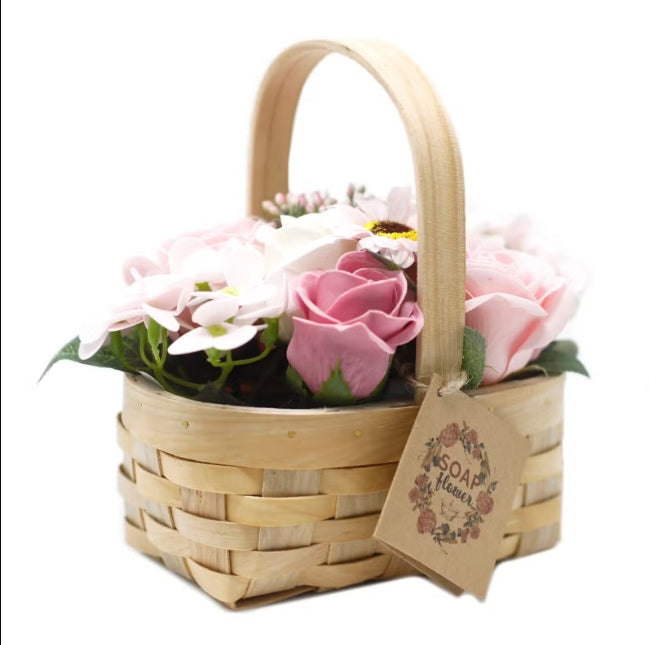 Flores de Sabonete em Cesto de Vime
