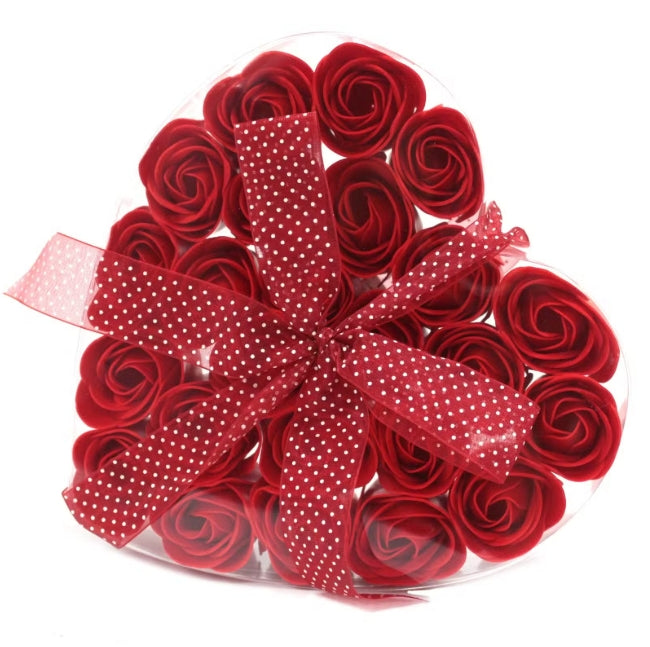 Caixa Coração - Conjunto 24 Rosas de Sabonete